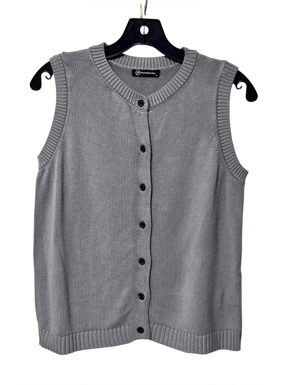 PRETTYGARDEN Button-Front Knit Sweater Vest S 19” p2p Gray - Picture 2 of 9